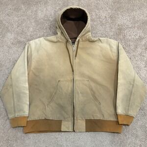 Vintage 90s Hartwell Hooded Workwear Jacket Men's XL Brown Faded Blank